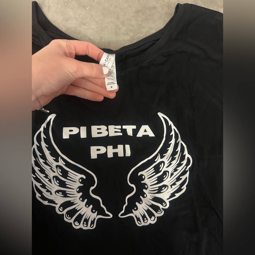Pi Beta Phi Black T-Shirt with White Wings